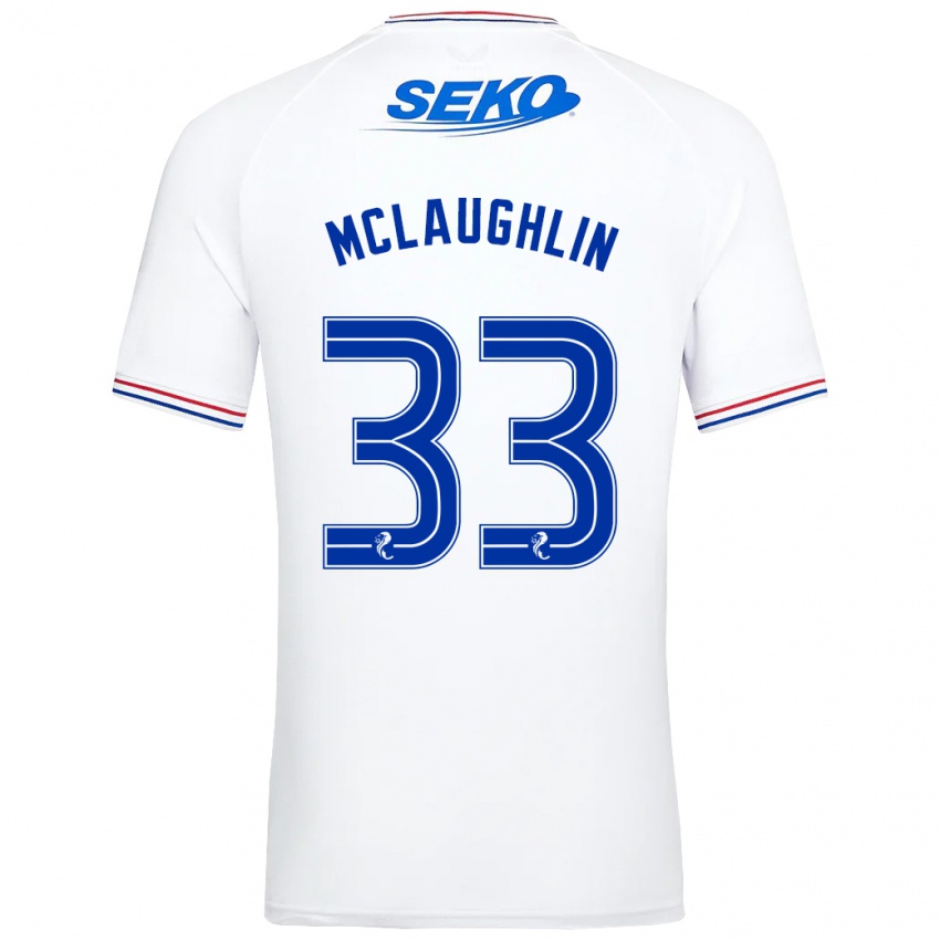 Herren Jon Mclaughlin #33 Weiß Auswärtstrikot Trikot 2023/24 T-Shirt Belgien