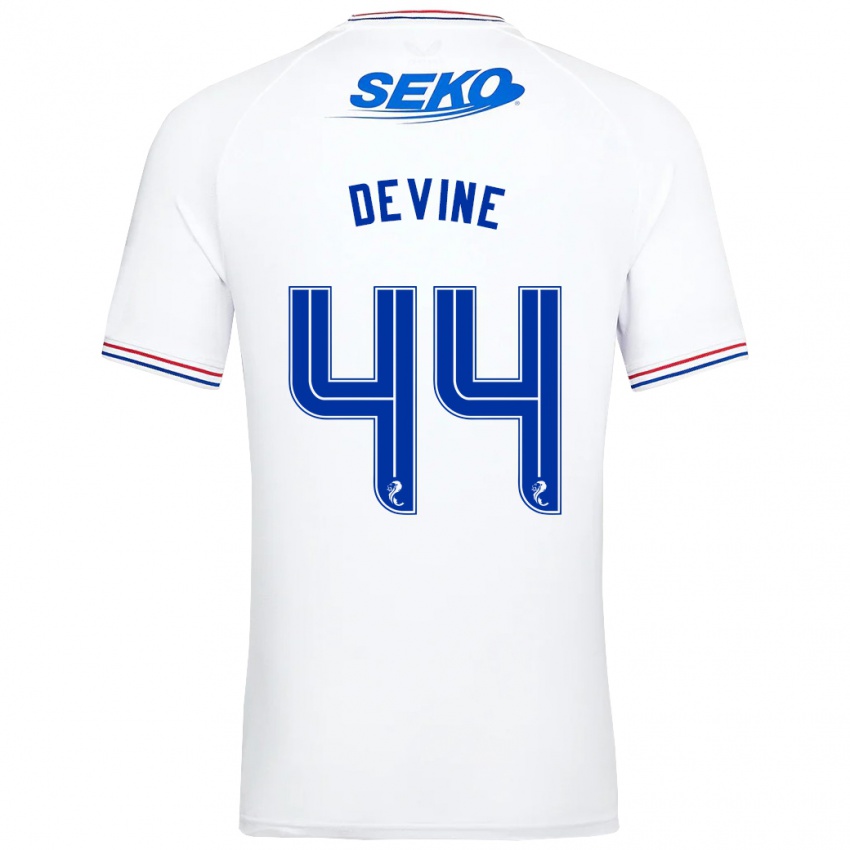 Homme Maillot Adam Devine #44 Blanc Tenues Extérieur 2023/24 T-Shirt Belgique