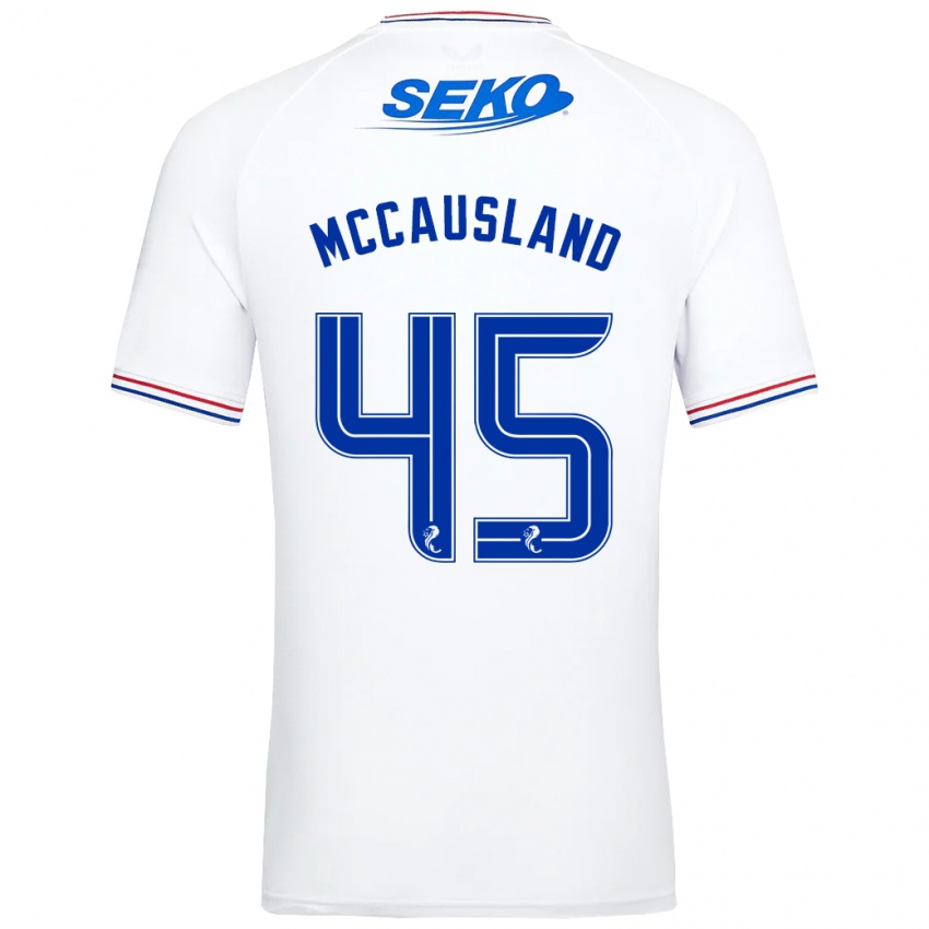 Homme Maillot Ross Mccausland #45 Blanc Tenues Extérieur 2023/24 T-Shirt Belgique