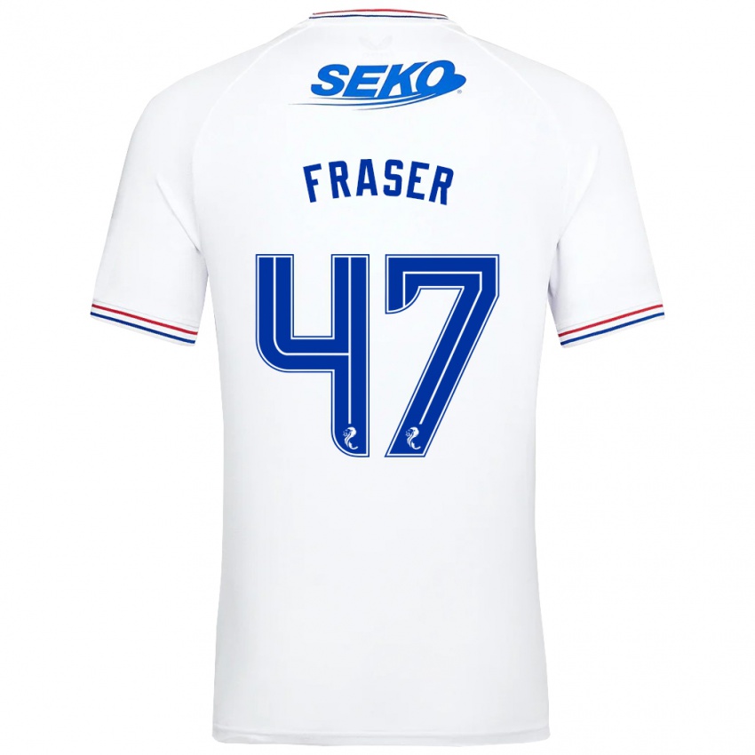Homme Maillot Robbie Fraser #47 Blanc Tenues Extérieur 2023/24 T-Shirt Belgique