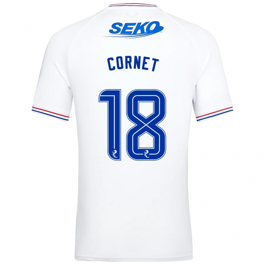 Herren Chelsea Cornet #18 Weiß Auswärtstrikot Trikot 2023/24 T-Shirt Belgien