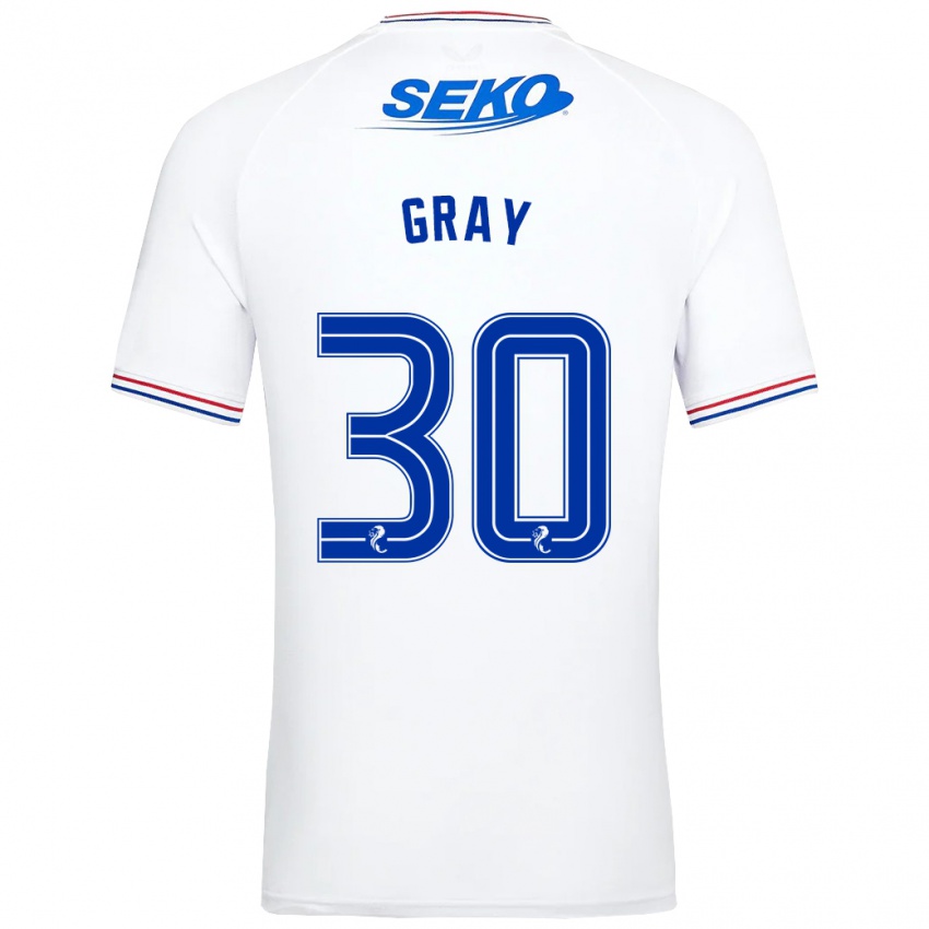 Herren Georgia Gray #30 Weiß Auswärtstrikot Trikot 2023/24 T-Shirt Belgien