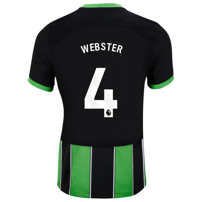 Homme Maillot Adam Webster #4 Vert Noir Tenues Extérieur 2023/24 T-Shirt Belgique
