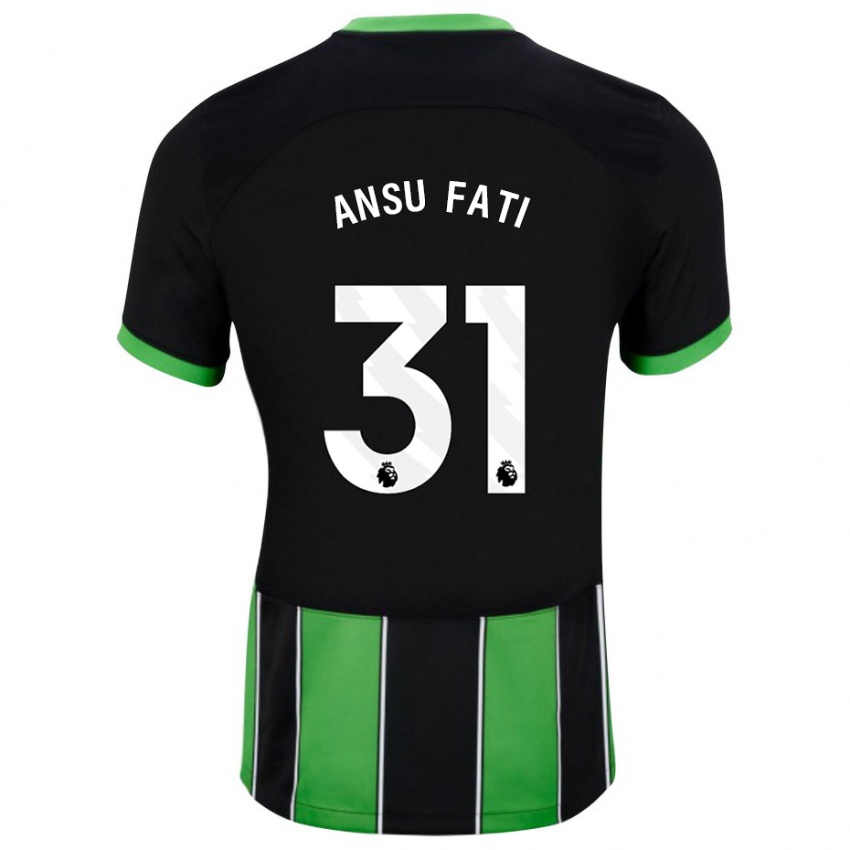 Herren Ansu Fati #31 Schwarz Grün Auswärtstrikot Trikot 2023/24 T-Shirt Belgien