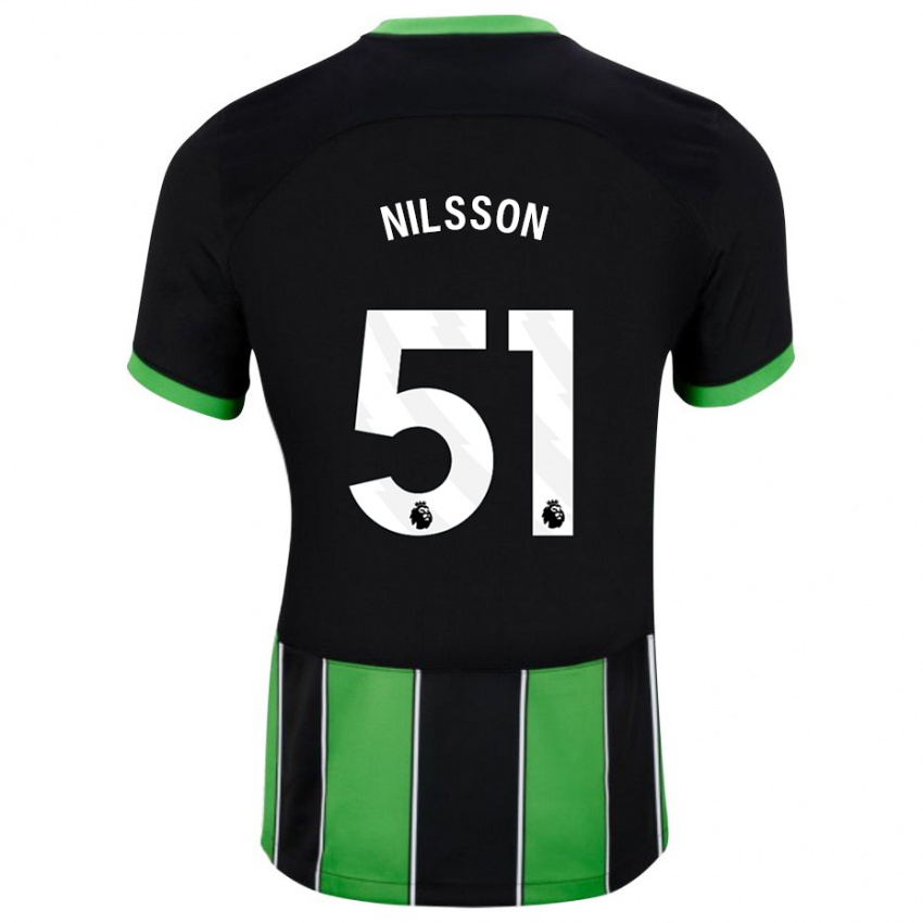 Homme Maillot Casper Nilsson #51 Vert Noir Tenues Extérieur 2023/24 T-Shirt Belgique