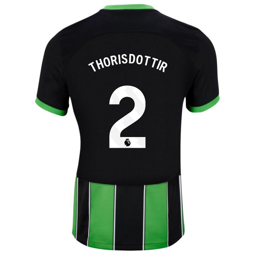 Herren Maria Thorisdottir #2 Schwarz Grün Auswärtstrikot Trikot 2023/24 T-Shirt Belgien