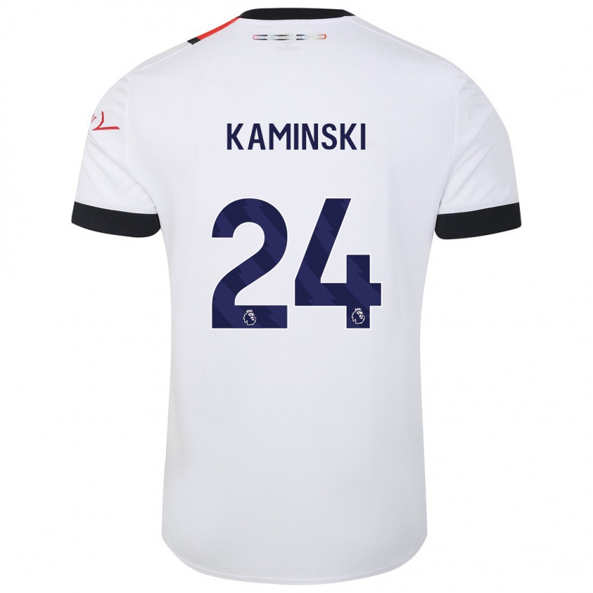 Herren Thomas Kaminski #24 Weiß Auswärtstrikot Trikot 2023/24 T-Shirt Belgien