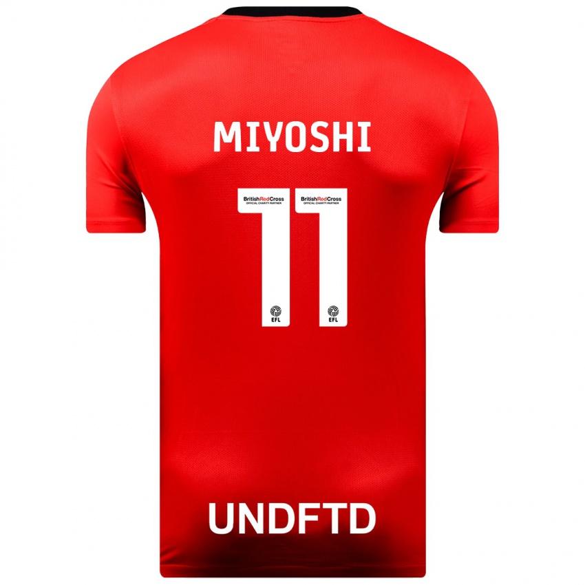 Herren Koji Miyoshi #11 Rot Auswärtstrikot Trikot 2023/24 T-Shirt Belgien
