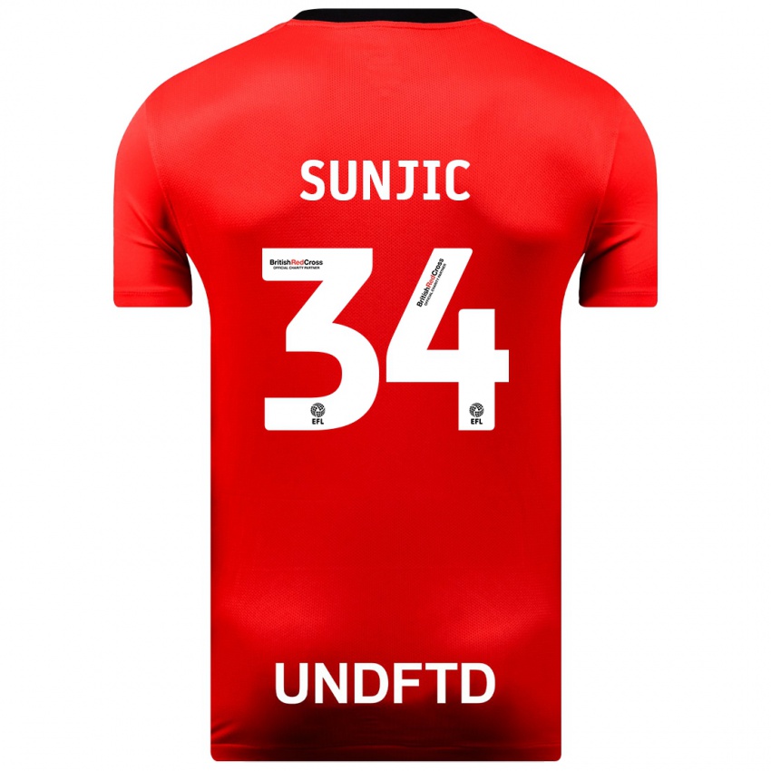Herren Ivan Sunjic #34 Rot Auswärtstrikot Trikot 2023/24 T-Shirt Belgien