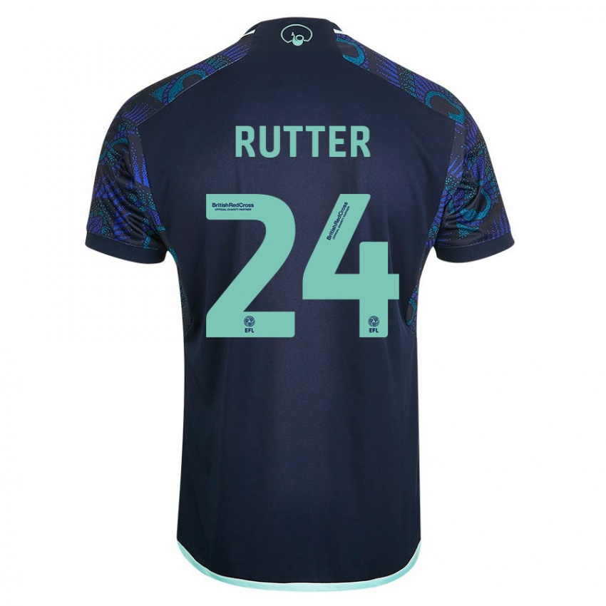 Herren Georginio Rutter #24 Blau Auswärtstrikot Trikot 2023/24 T-Shirt Belgien