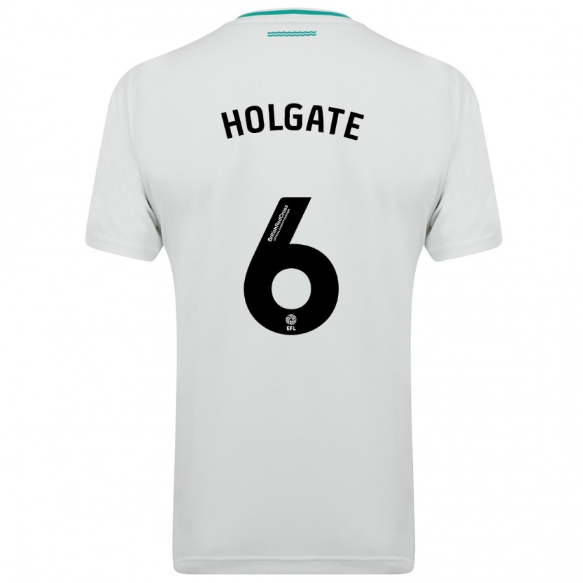 Homme Maillot Mason Holgate #6 Blanc Tenues Extérieur 2023/24 T-Shirt Belgique