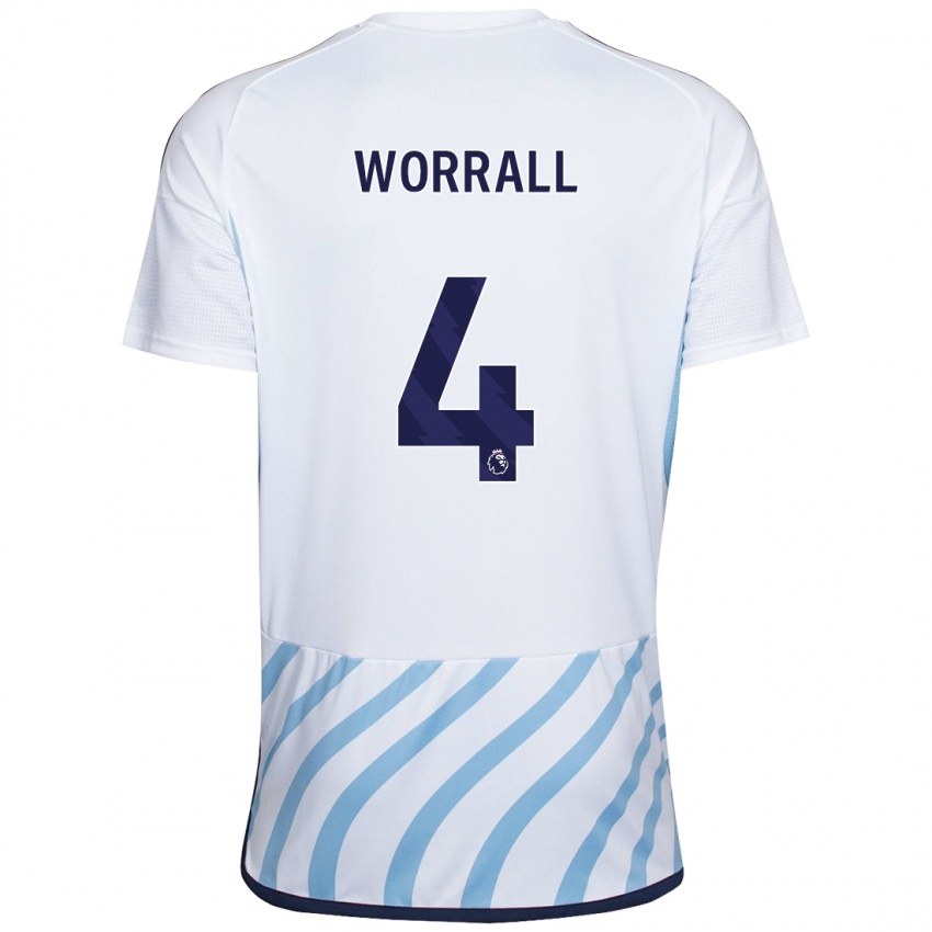 Herren Joe Worrall #4 Weiß Blau Auswärtstrikot Trikot 2023/24 T-Shirt Belgien