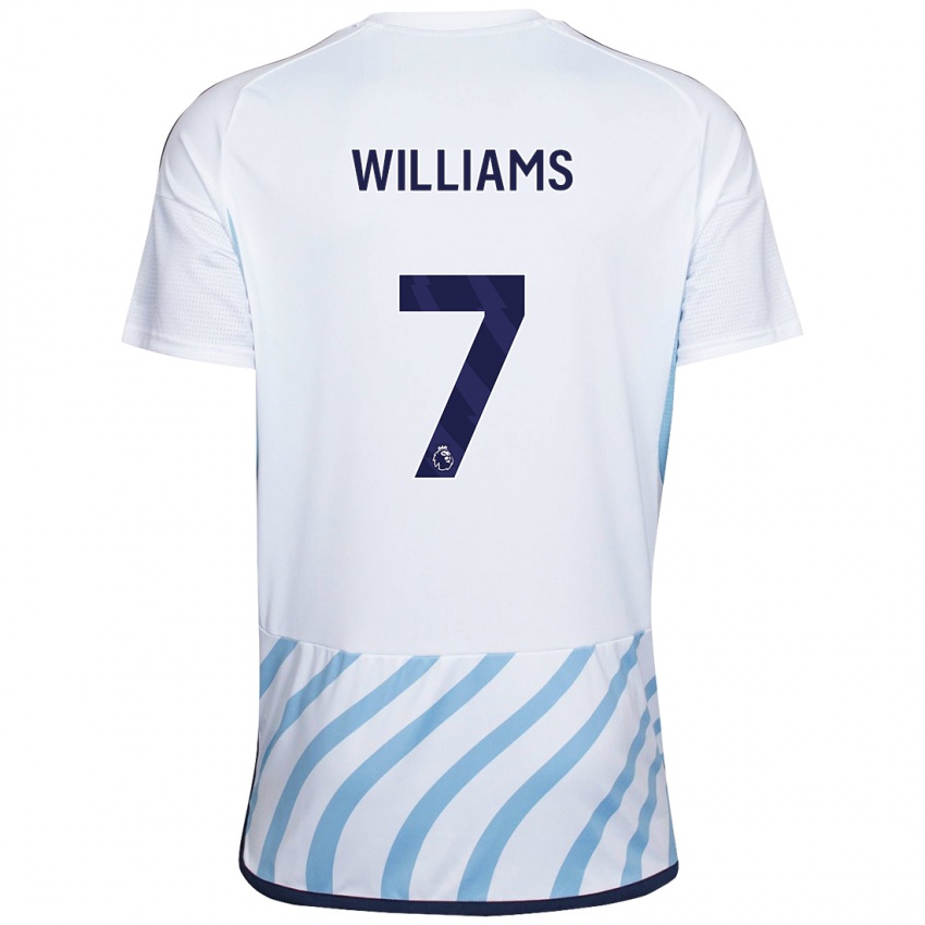 Herren Neco Williams #7 Weiß Blau Auswärtstrikot Trikot 2023/24 T-Shirt Belgien