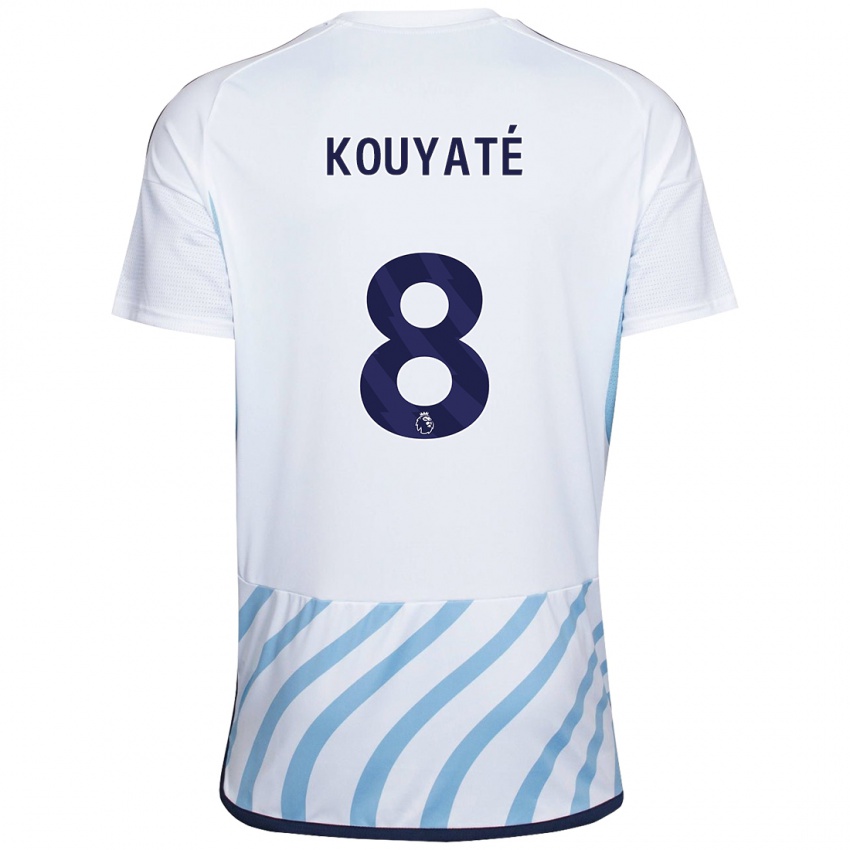 Heren Cheikhou Kouyate #8 Wit Blauw Uitshirt Uittenue 2023/24 T-Shirt België