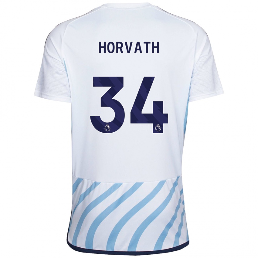 Heren Ethan Horvath #34 Wit Blauw Uitshirt Uittenue 2023/24 T-Shirt België