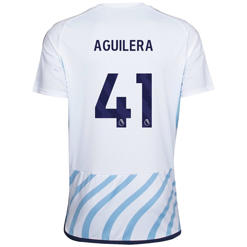 Herren Brandon Aguilera #41 Weiß Blau Auswärtstrikot Trikot 2023/24 T-Shirt Belgien