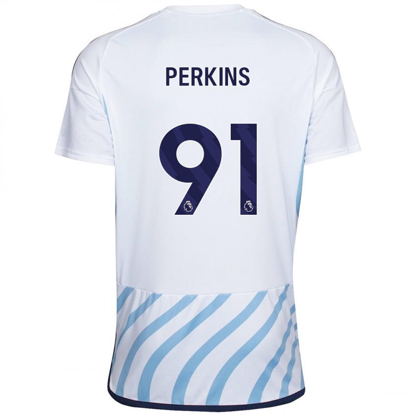 Heren Jack Perkins #91 Wit Blauw Uitshirt Uittenue 2023/24 T-Shirt België