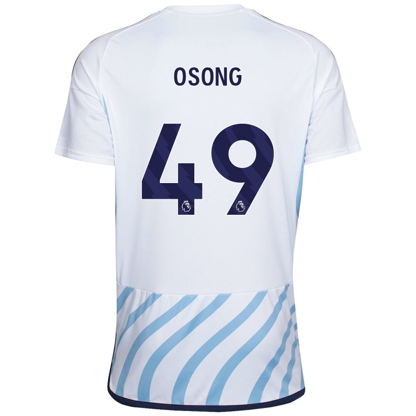 Heren Detlef Esapa Osong #49 Wit Blauw Uitshirt Uittenue 2023/24 T-Shirt België