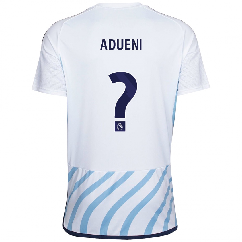 Heren Kevin Adueni #0 Wit Blauw Uitshirt Uittenue 2023/24 T-Shirt België