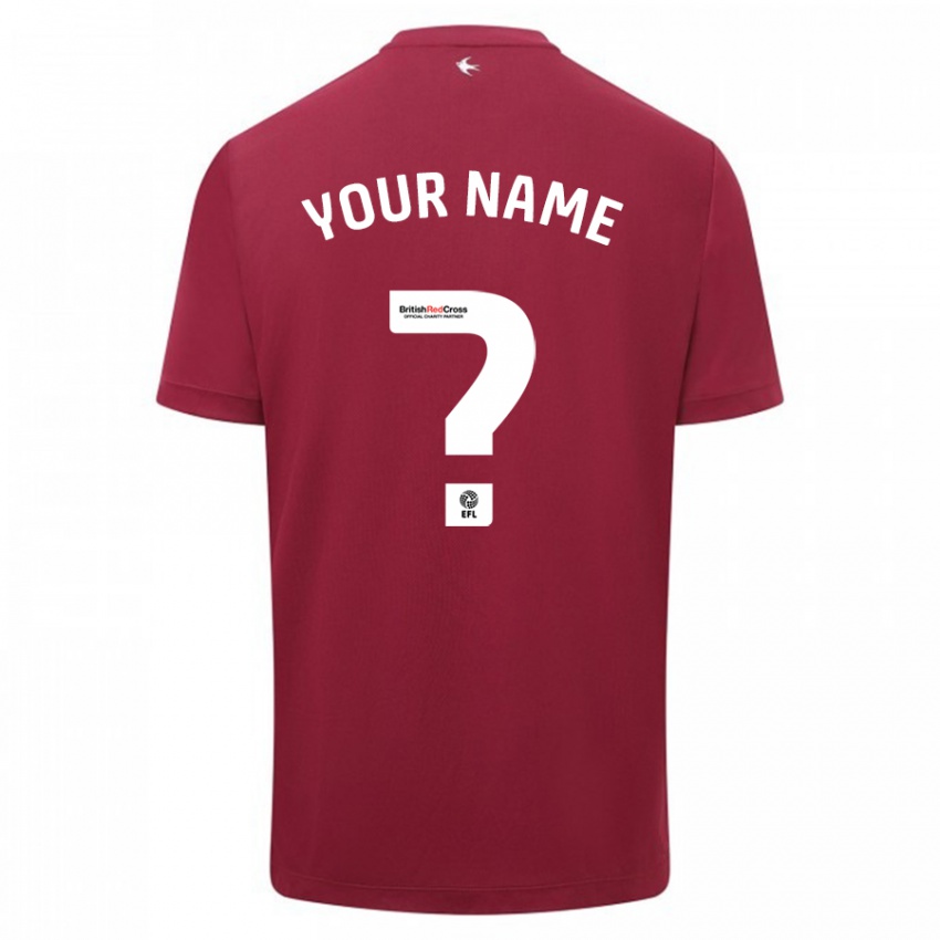 Heren Uw Naam #0 Rood Uitshirt Uittenue 2023/24 T-Shirt België