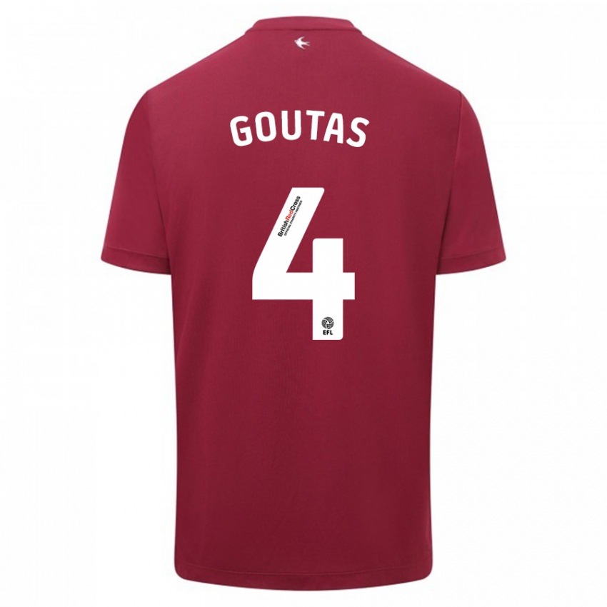 Herren Dimitrios Goutas #4 Rot Auswärtstrikot Trikot 2023/24 T-Shirt Belgien