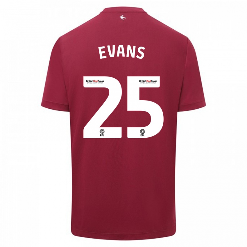 Herren Kieron Evans #25 Rot Auswärtstrikot Trikot 2023/24 T-Shirt Belgien