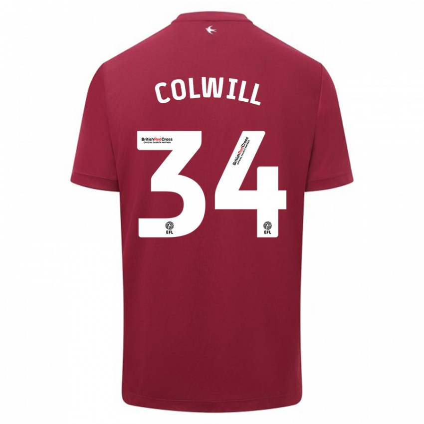 Herren Joel Colwill #34 Rot Auswärtstrikot Trikot 2023/24 T-Shirt Belgien