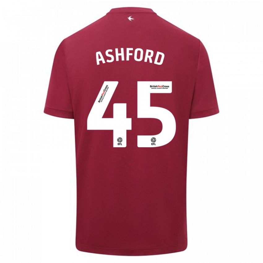 Herren Cian Ashford #45 Rot Auswärtstrikot Trikot 2023/24 T-Shirt Belgien