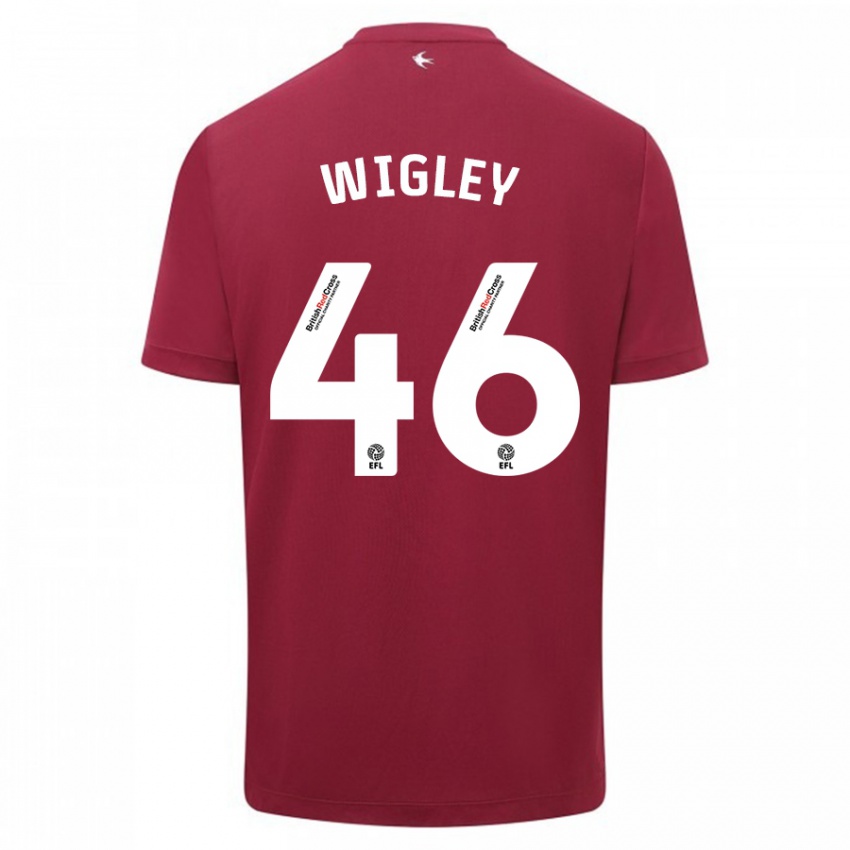 Herren Morgan Wigley #46 Rot Auswärtstrikot Trikot 2023/24 T-Shirt Belgien