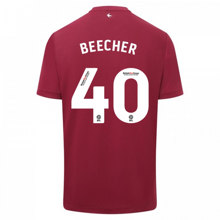 Herren Josh Beecher #40 Rot Auswärtstrikot Trikot 2023/24 T-Shirt Belgien