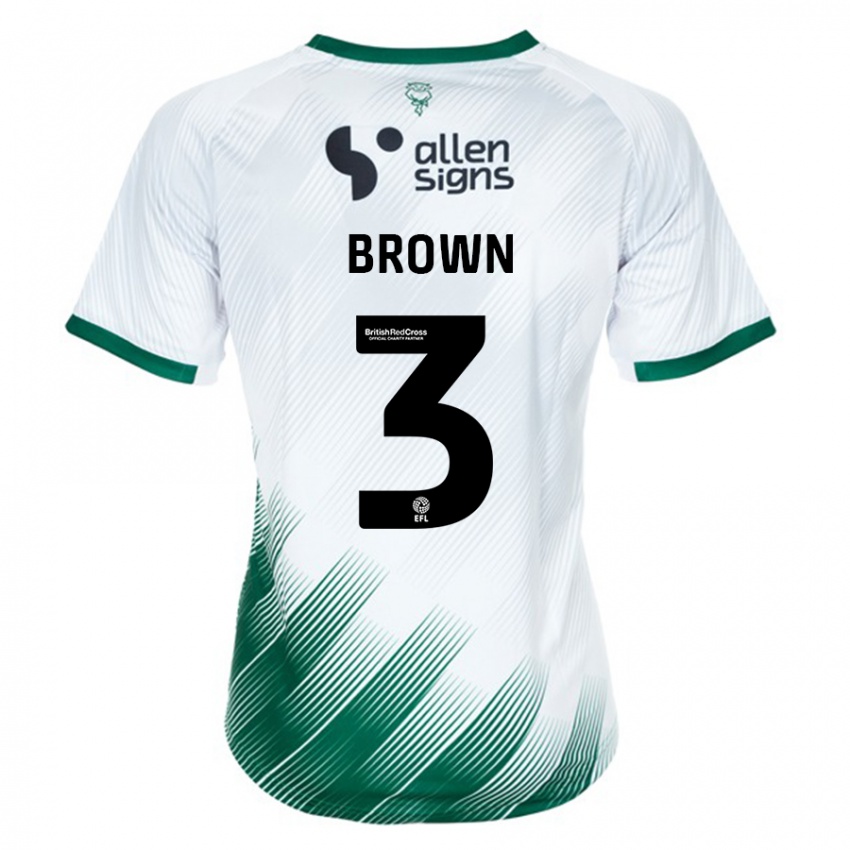 Herren Jaden Brown #3 Weiß Auswärtstrikot Trikot 2023/24 T-Shirt Belgien