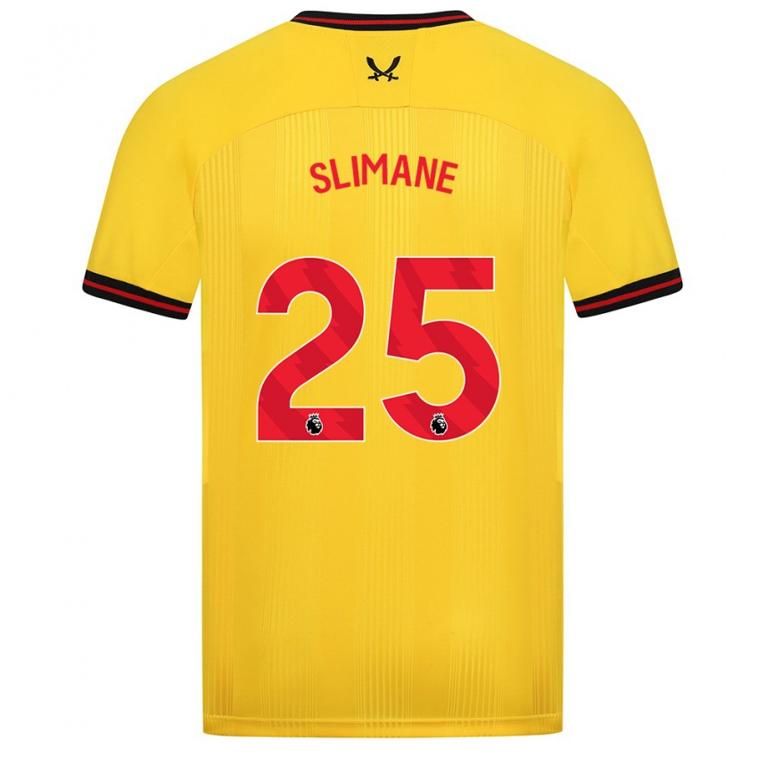 Herren Anis Slimane #25 Gelb Auswärtstrikot Trikot 2023/24 T-Shirt Belgien