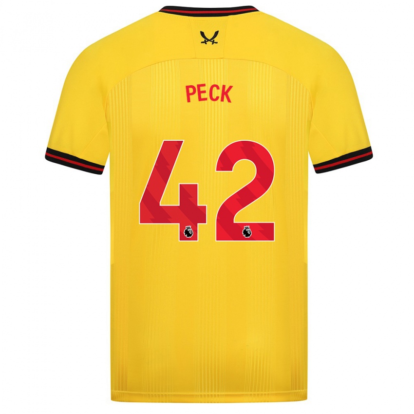 Herren Sydie Peck #42 Gelb Auswärtstrikot Trikot 2023/24 T-Shirt Belgien