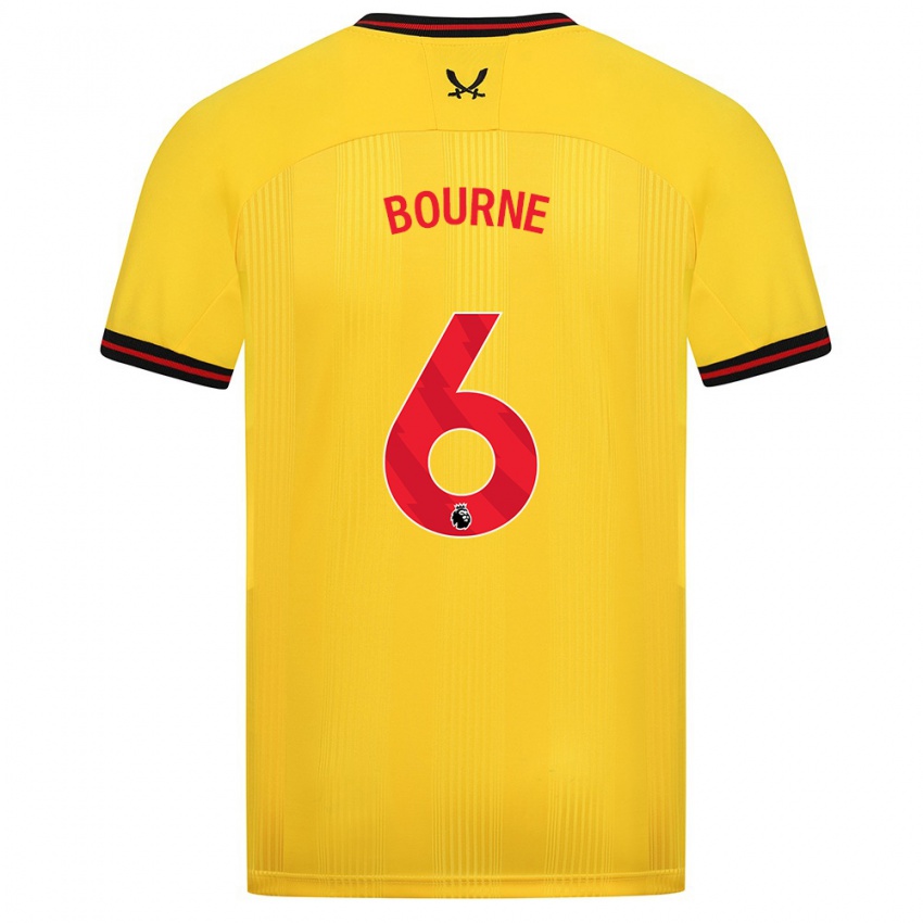 Herren Tara Bourne #6 Gelb Auswärtstrikot Trikot 2023/24 T-Shirt Belgien