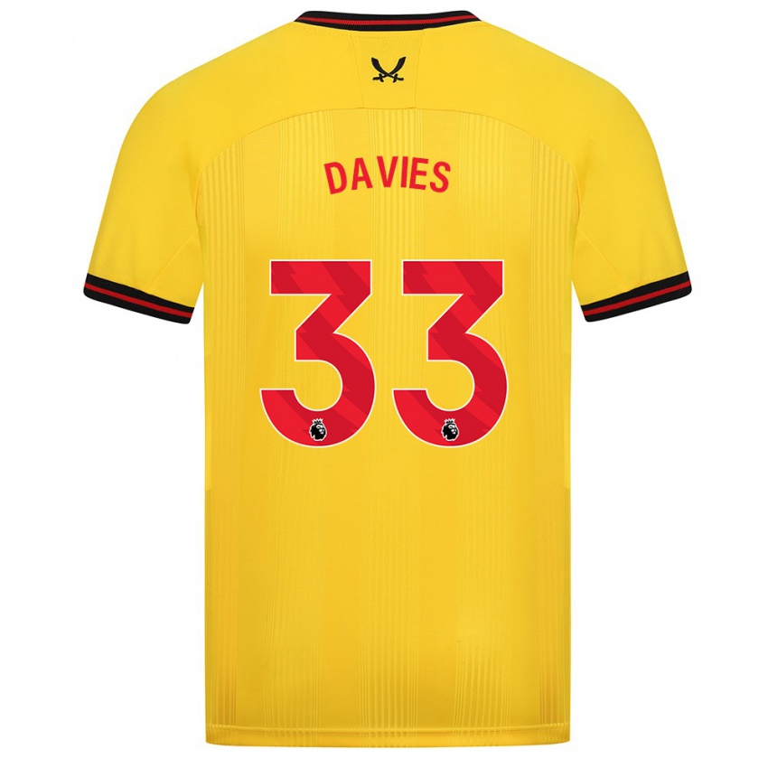 Herren Bethan Davies #33 Gelb Auswärtstrikot Trikot 2023/24 T-Shirt Belgien