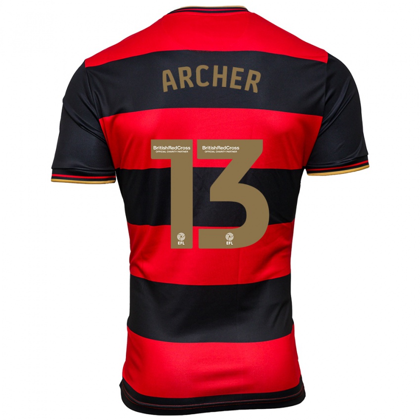 Herren Jordan Archer #13 Schwarz Rot Auswärtstrikot Trikot 2023/24 T-Shirt Belgien