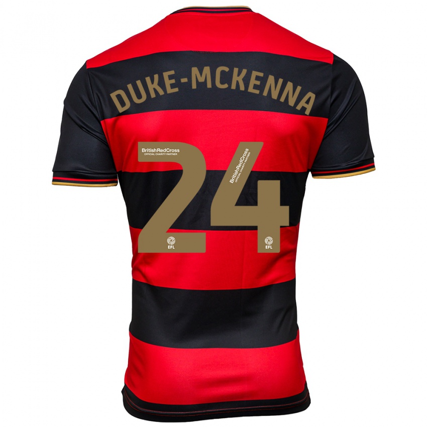 Herren Stephen Duke-Mckenna #24 Schwarz Rot Auswärtstrikot Trikot 2023/24 T-Shirt Belgien