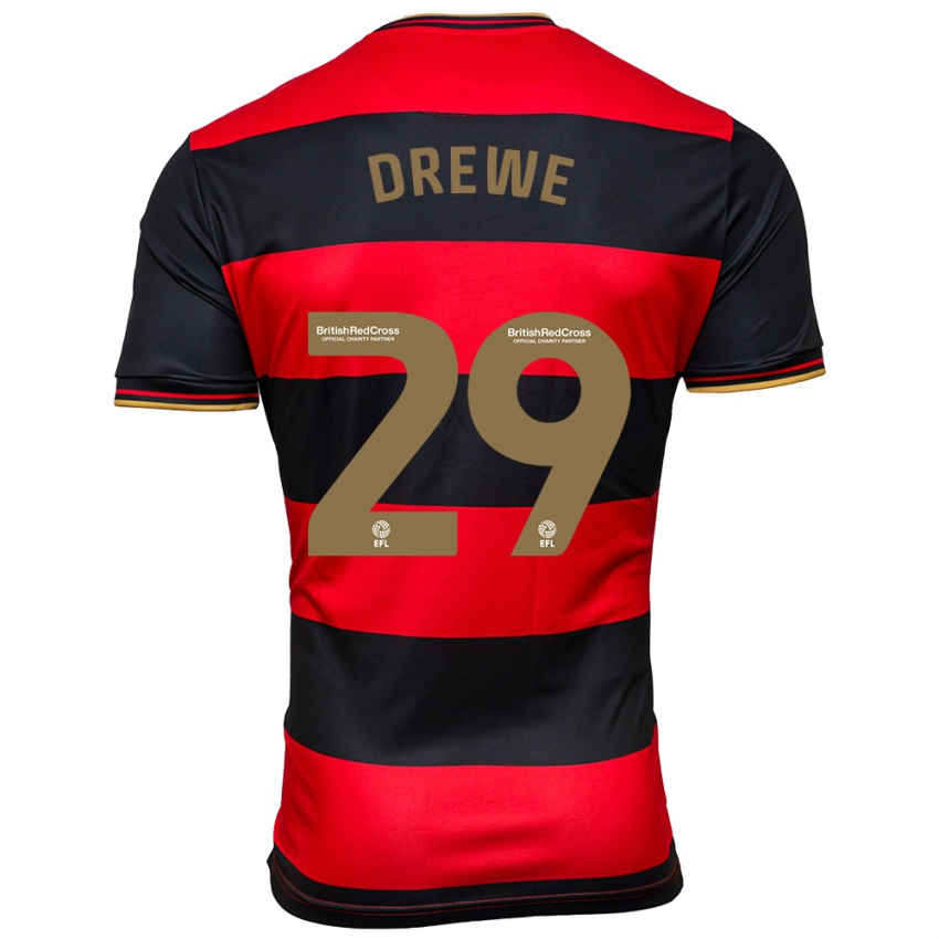 Herren Aaron Drewe #29 Schwarz Rot Auswärtstrikot Trikot 2023/24 T-Shirt Belgien