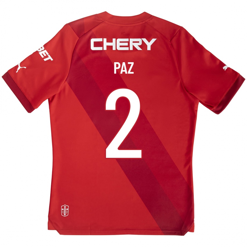 Herren Nehuen Paz #2 Rot Auswärtstrikot Trikot 2023/24 T-Shirt Belgien