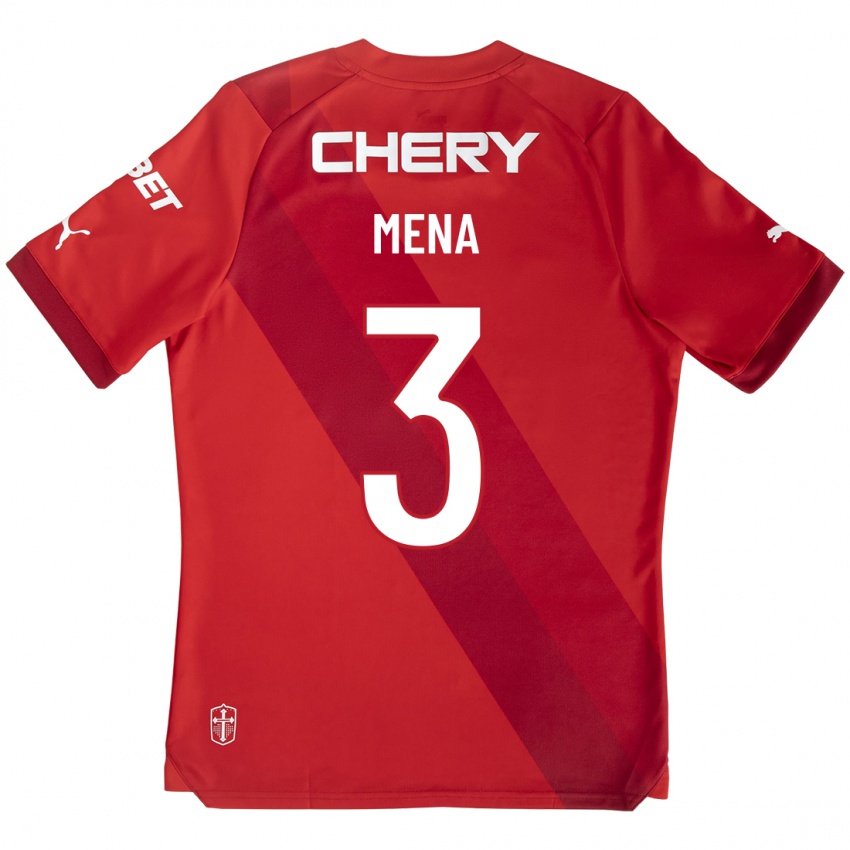 Herren Eugenio Mena #3 Rot Auswärtstrikot Trikot 2023/24 T-Shirt Belgien