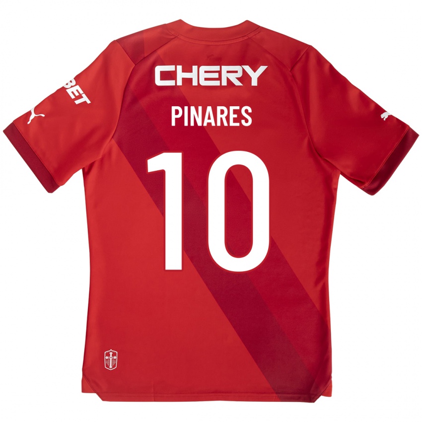 Herren Cesar Pinares #10 Rot Auswärtstrikot Trikot 2023/24 T-Shirt Belgien