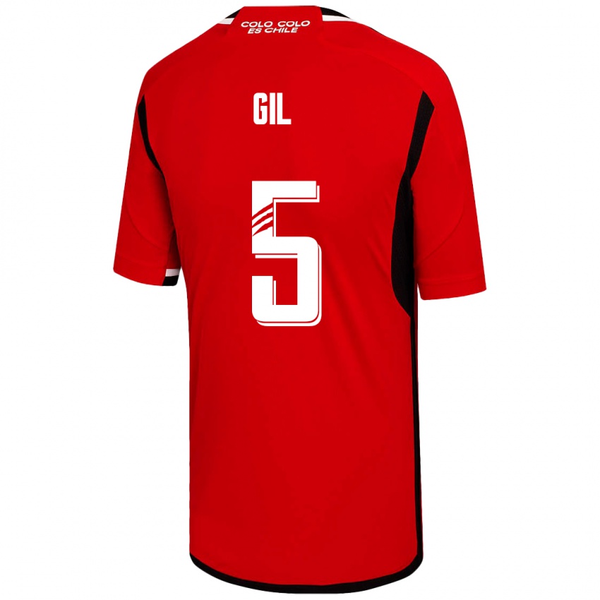 Herren Leonardo Gil #5 Rot Auswärtstrikot Trikot 2023/24 T-Shirt Belgien