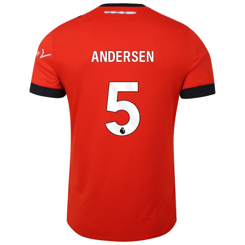 Damen Mads Andersen #5 Rot Heimtrikot Trikot 2023/24 T-Shirt Belgien