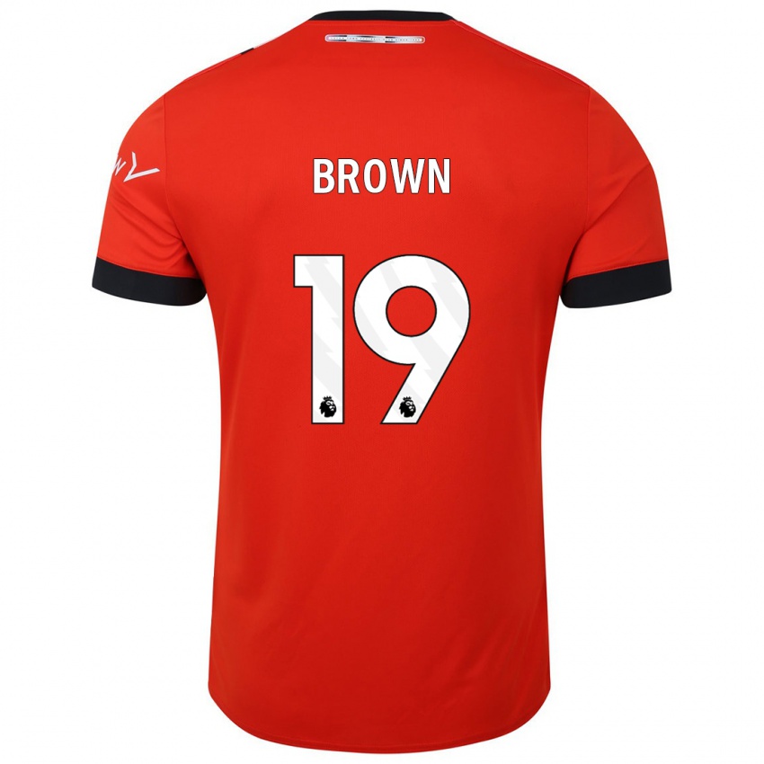 Dames Jacob Brown #19 Rood Thuisshirt Thuistenue 2023/24 T-Shirt België