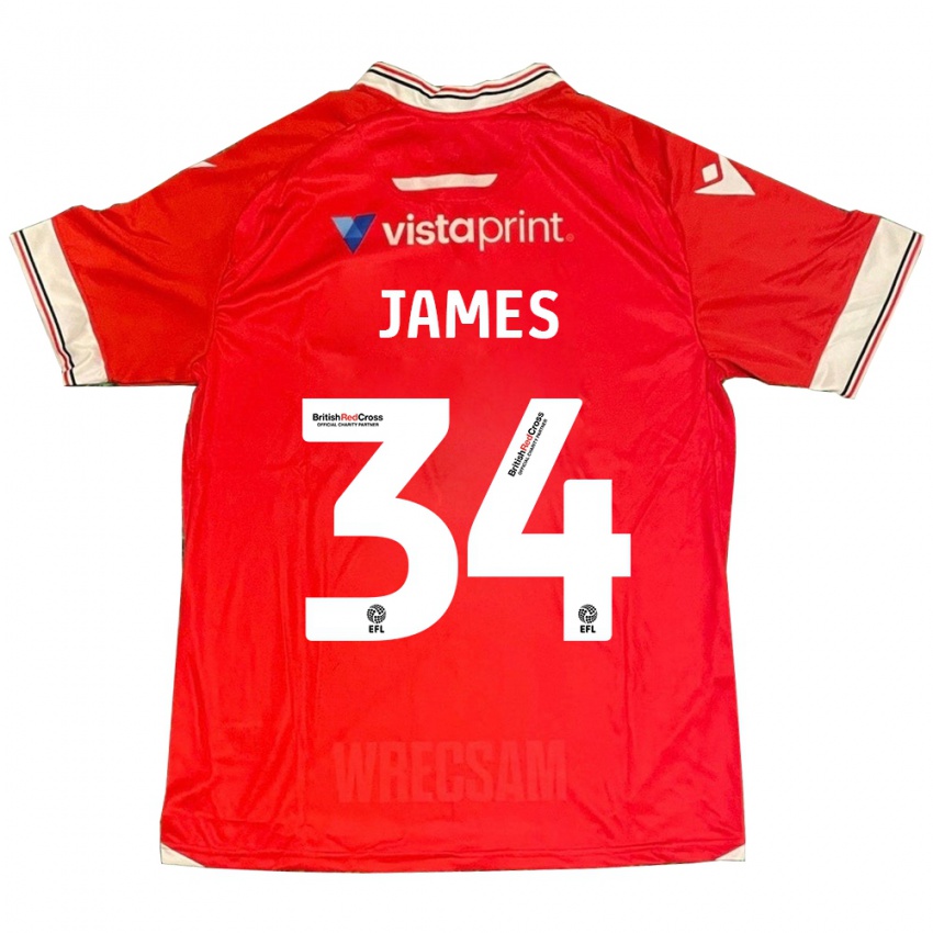 Damen Aaron James #34 Rot Heimtrikot Trikot 2023/24 T-Shirt Belgien