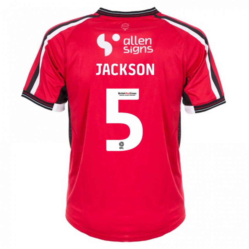 Damen Adam Jackson #5 Rot Heimtrikot Trikot 2023/24 T-Shirt Belgien