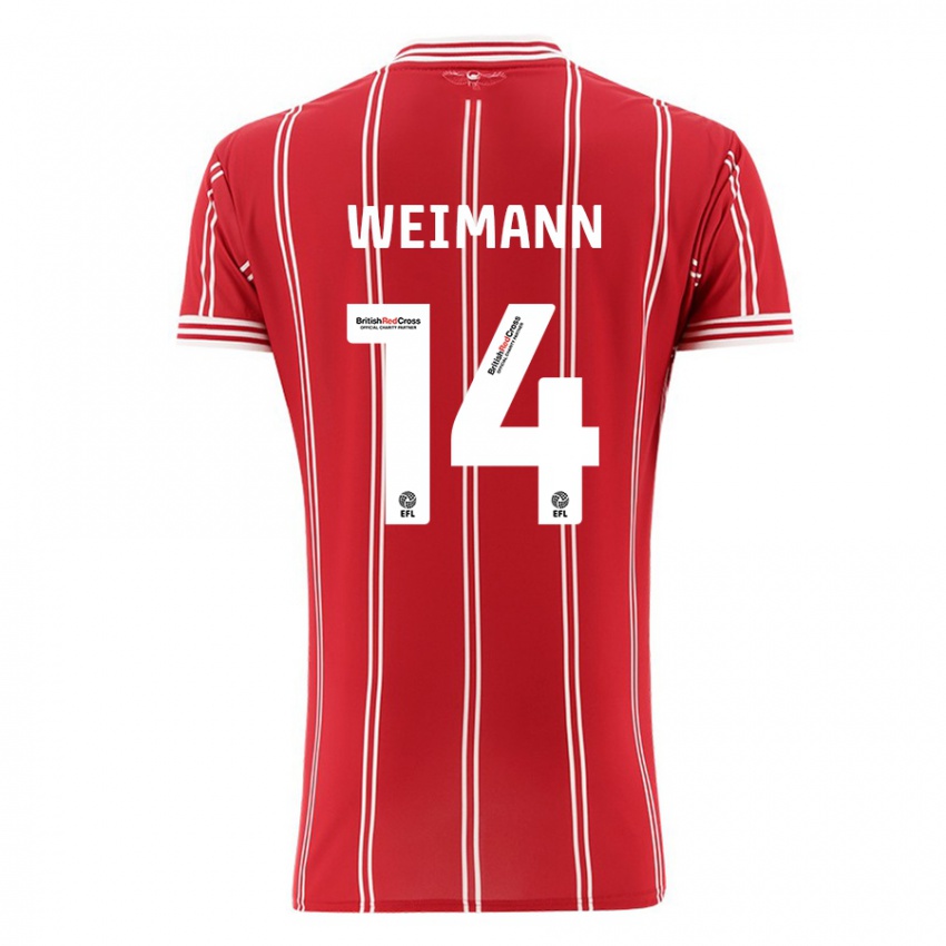 Damen Andreas Weimann #14 Rot Heimtrikot Trikot 2023/24 T-Shirt Belgien