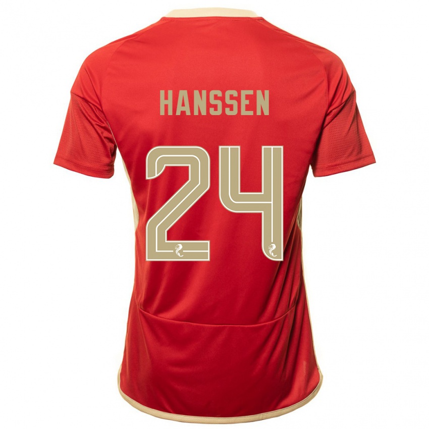 Dames Nadine Hanssen #24 Rood Thuisshirt Thuistenue 2023/24 T-Shirt België