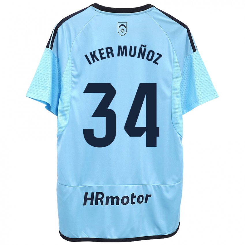 Dames Iker Muñoz #34 Blauw Uitshirt Uittenue 2023/24 T-Shirt België