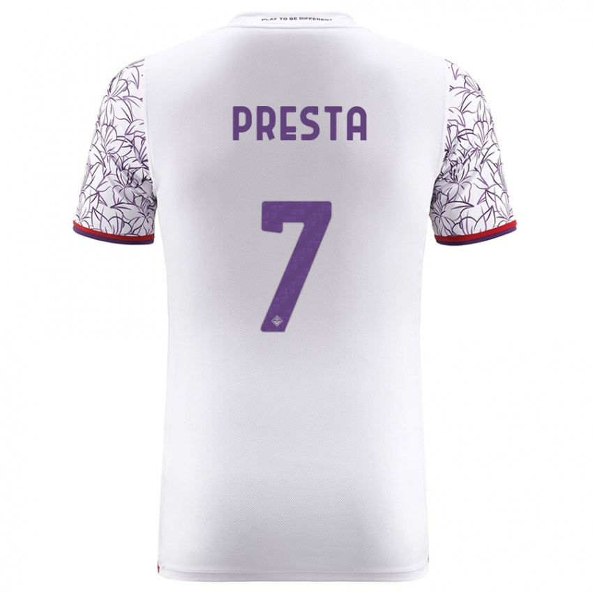 Damen Francesco Presta #7 Weiß Auswärtstrikot Trikot 2023/24 T-Shirt Belgien